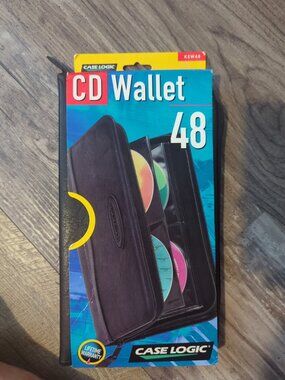 Case Logic 48 CD/DVD Wallet Storage Carry Case Black Faux Leather Vintage KSW48